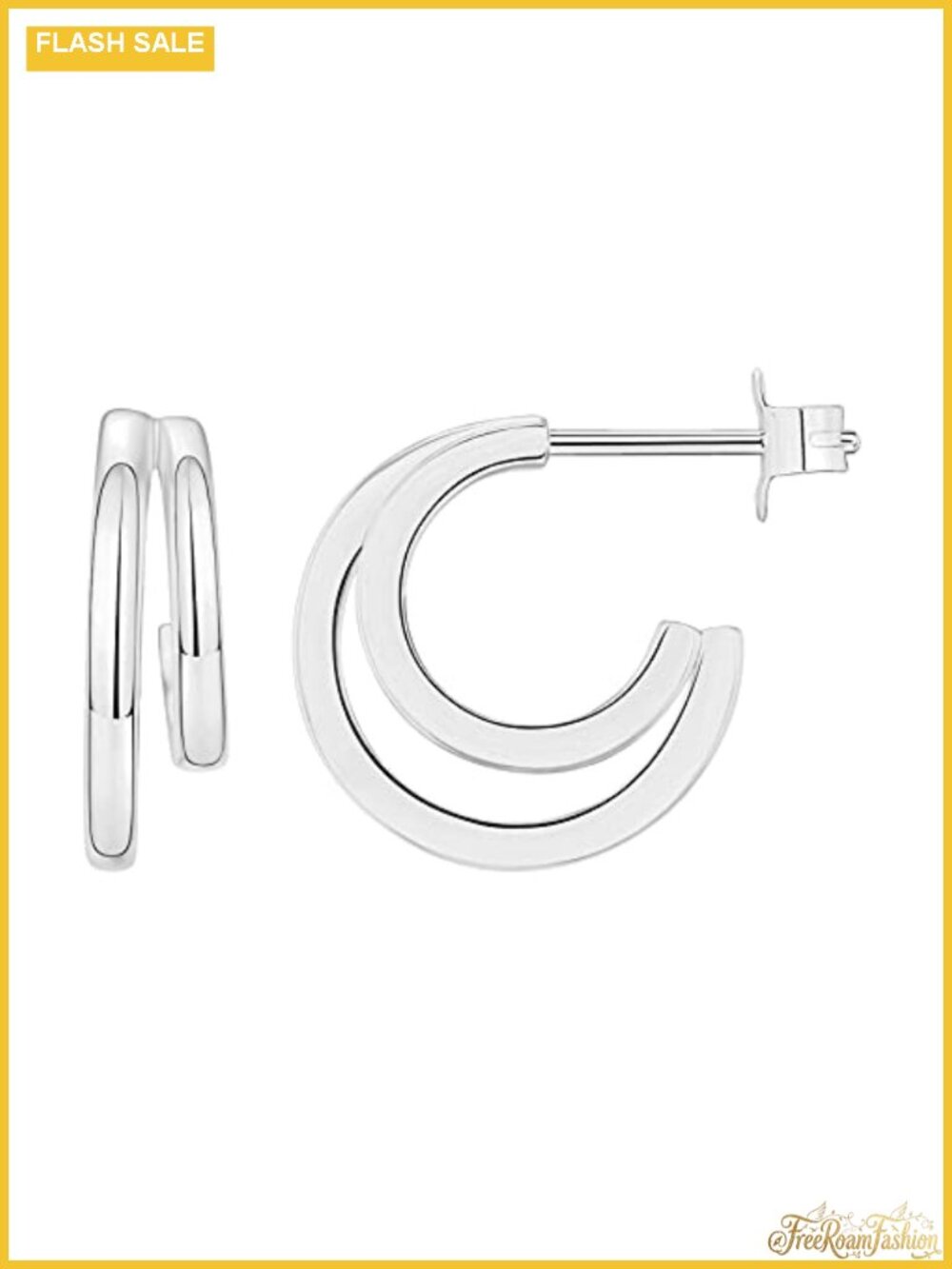 14K Gold Plated Multi Huggie Hoop Earrings for Women - Triple Split Hoop -